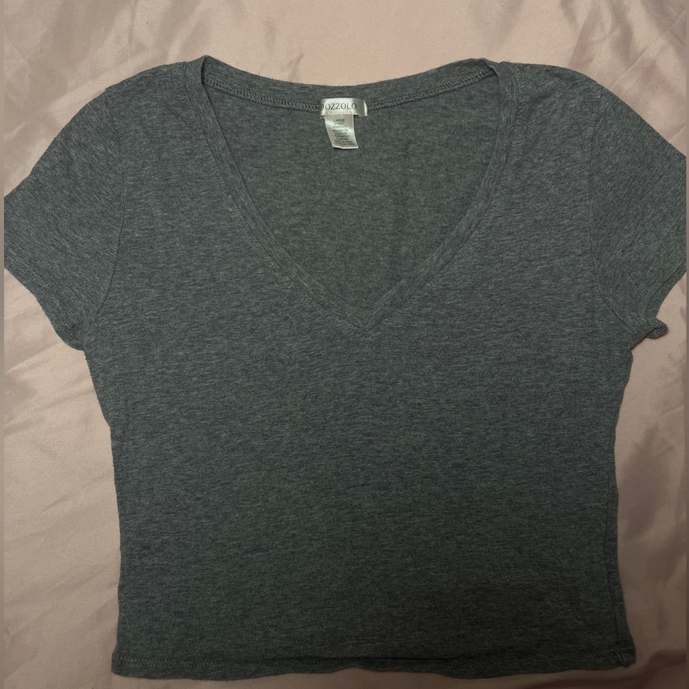 Grey V-neck Crop top